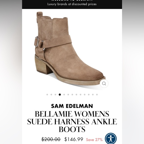 NIB Sam Edelman Bellamie Deep Taupe Suede harness ankle boot western style sz 9 - Picture 1 of 8